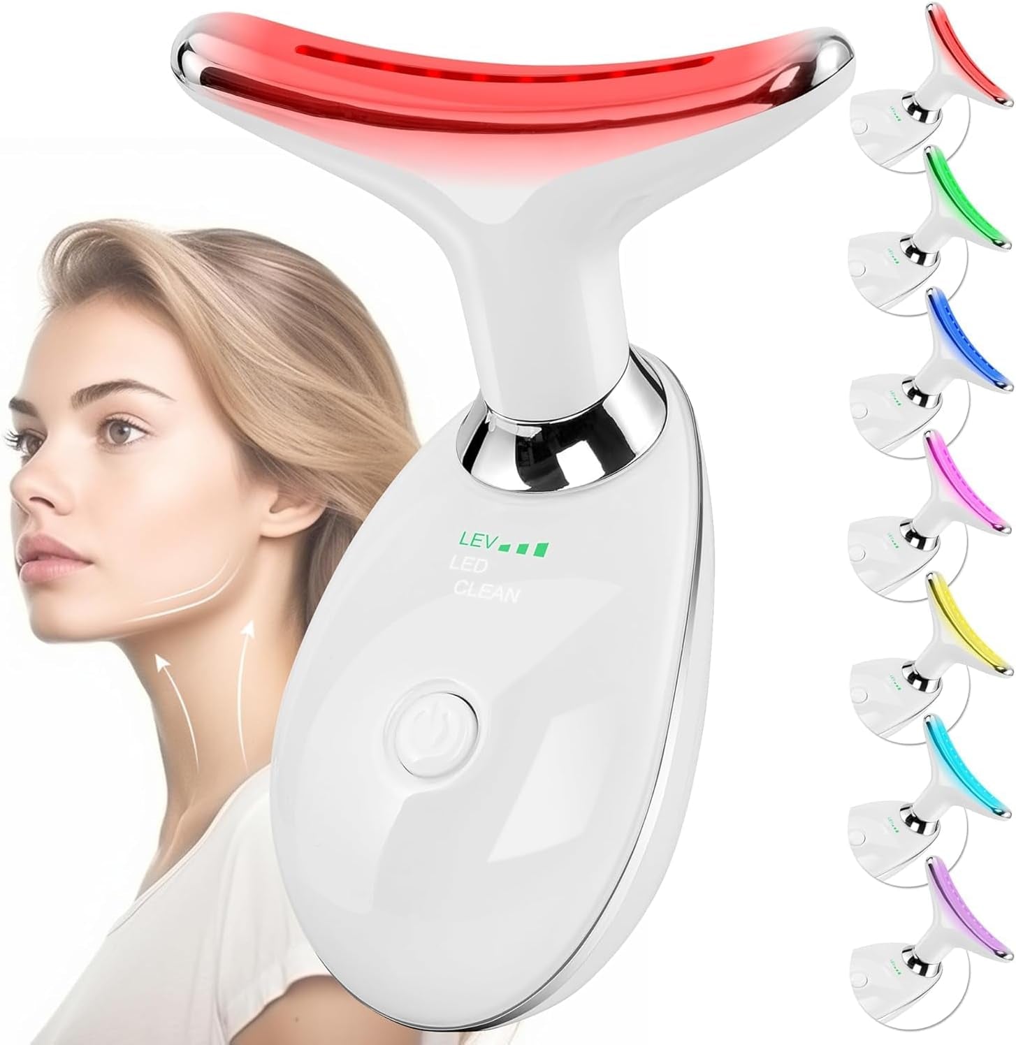Facial Massager Face and Neck, Face 𝖲 Culpting Wand Tool with 7 Color - Birthday, Christmas, Mothers Day, Valentines Day Gifts for Her Women Mom Best Friend Wife Teacher (White)