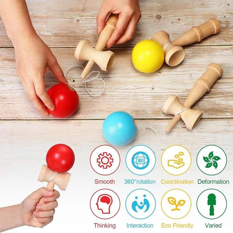 Wooden Toy Professional Skillful Juggling Ball Catch Ball in Cup Traditional Game Hand Eye Coordination Education for Children