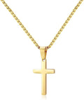 Cross Necklace for Men - Stainless Steel Silver Gold Black Plain Cross Pendant Necklace Simple Jewelry Gifts, 16-24 Inches Chain