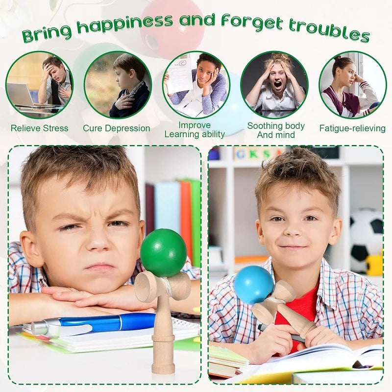 Wooden Toy Professional Skillful Juggling Ball Catch Ball in Cup Traditional Game Hand Eye Coordination Education for Children