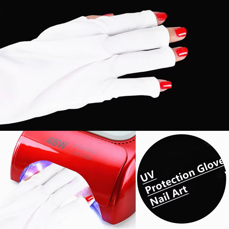 NEW 1Pair UV Protection Glove Nail Art Gel anti UV Glove UV LED Lamp Nail Dryer Light Radiation Protection Nail Art Tools
