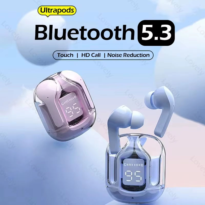 Original Wireless Bluetooth Earphone Transparent HIFI Headphones LED Power Digital Display Stereo Sound Earphones for Xiaomi